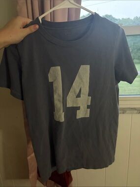 Brandy Melville Gray Graphic '14' Short Sleeve Tee